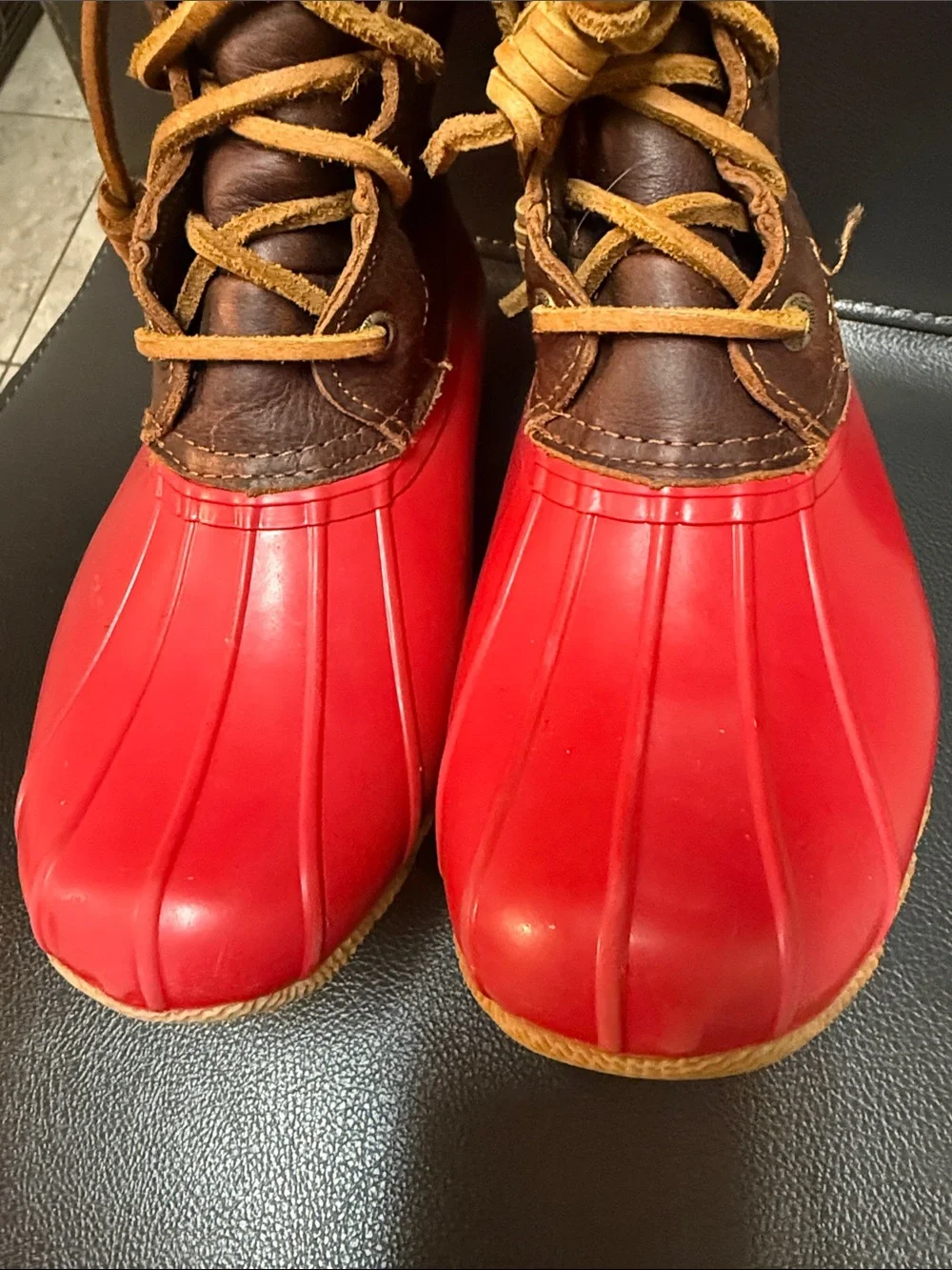 Sperry Top Sider Red and Brown Kids Waterproof Duck Boots